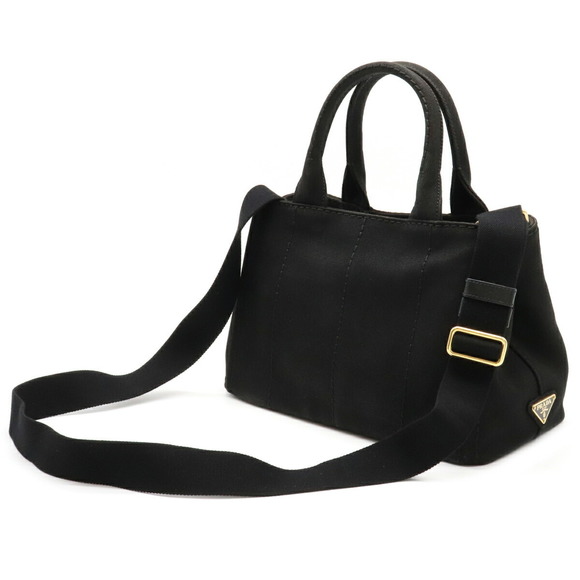 Prada Crossbody Black 2WAY Canvas Canapa Nero Bag - Picture 1 of 8